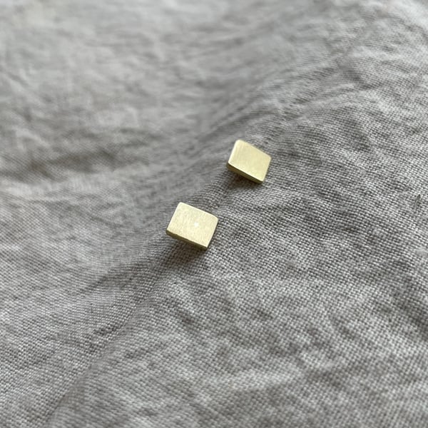 Brushed Brass Earrings - Brass and Recycled Silver