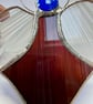 Stained Glass Heart Angel - Deep maroon with white striped wings - Image 6