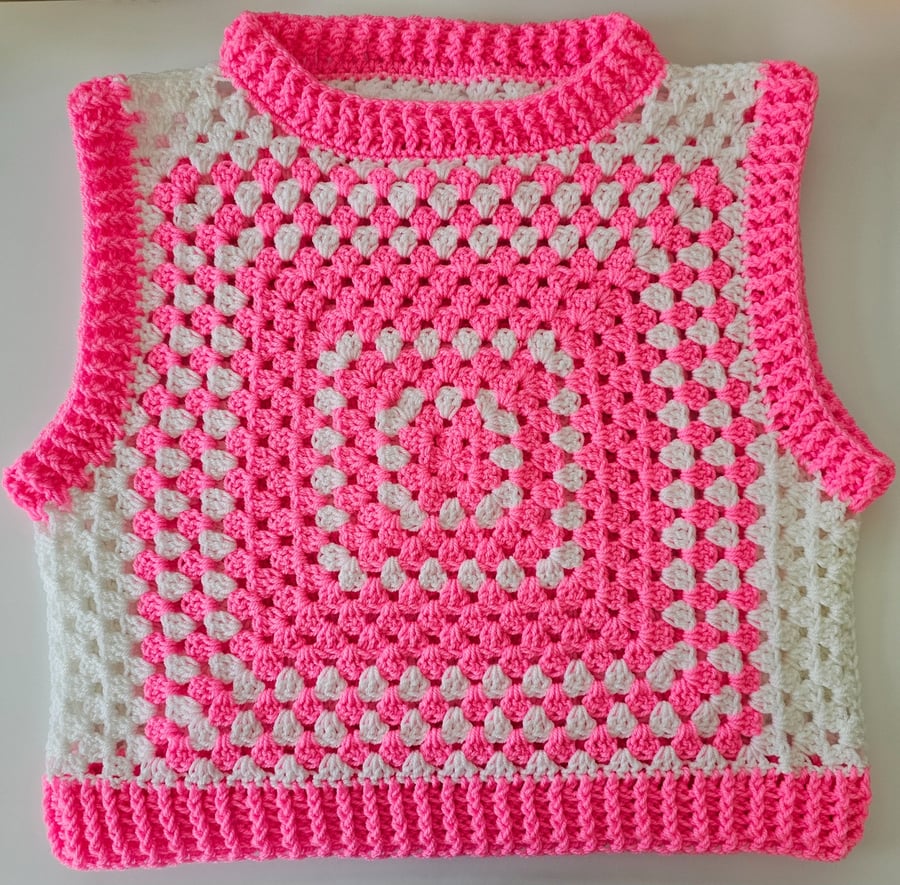 Adult crochet cropped sweater vest