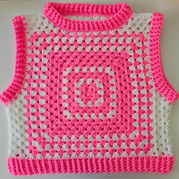 Adult crochet cropped sweater vest