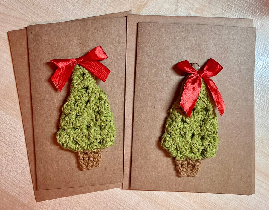 Christmas Cards, Granny Square, Christmas Tree Ornament, Ornament Card