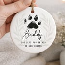 Personalised Pet Memorial Ornament – Paw Prints In Our Hearts Remembrance Gift