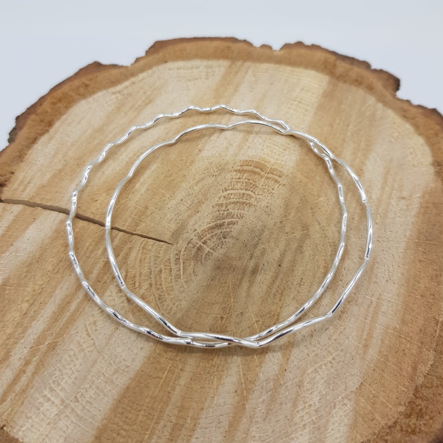 Silver Wave Bangles