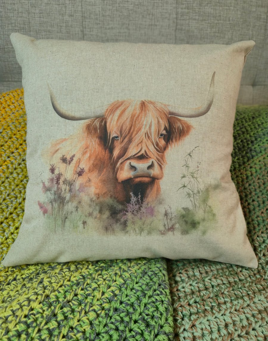 Highland Cow Cushion - Option 6 (6 Designs Available)