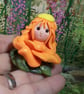 Tiny Blossom Gnome 'Marigold' flower tableau OOAK Sculpt by Ann Galvin - Image 6