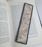 Textile bookmark - aqua green embroidered curtain, wool and velvet fabrics - Image 1