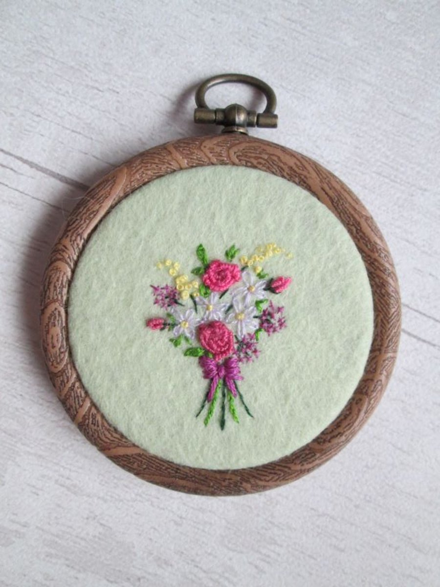 Tiny Bouquet Hand Embroidered Mini Hoop