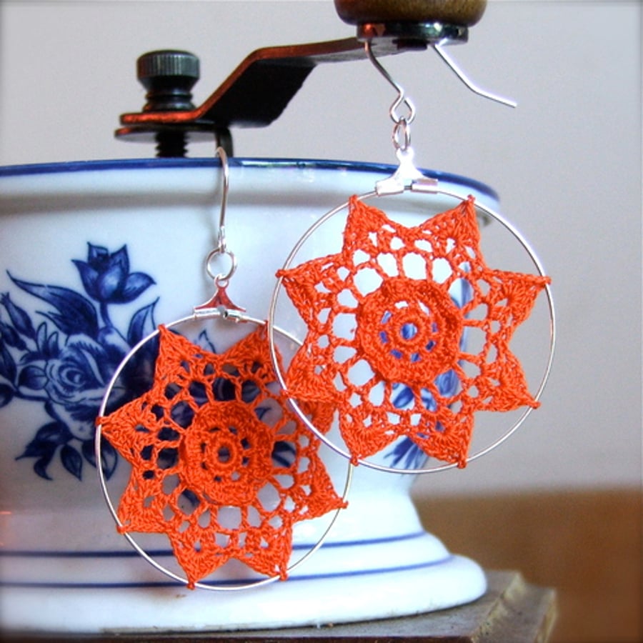 Orange Doily Earrings