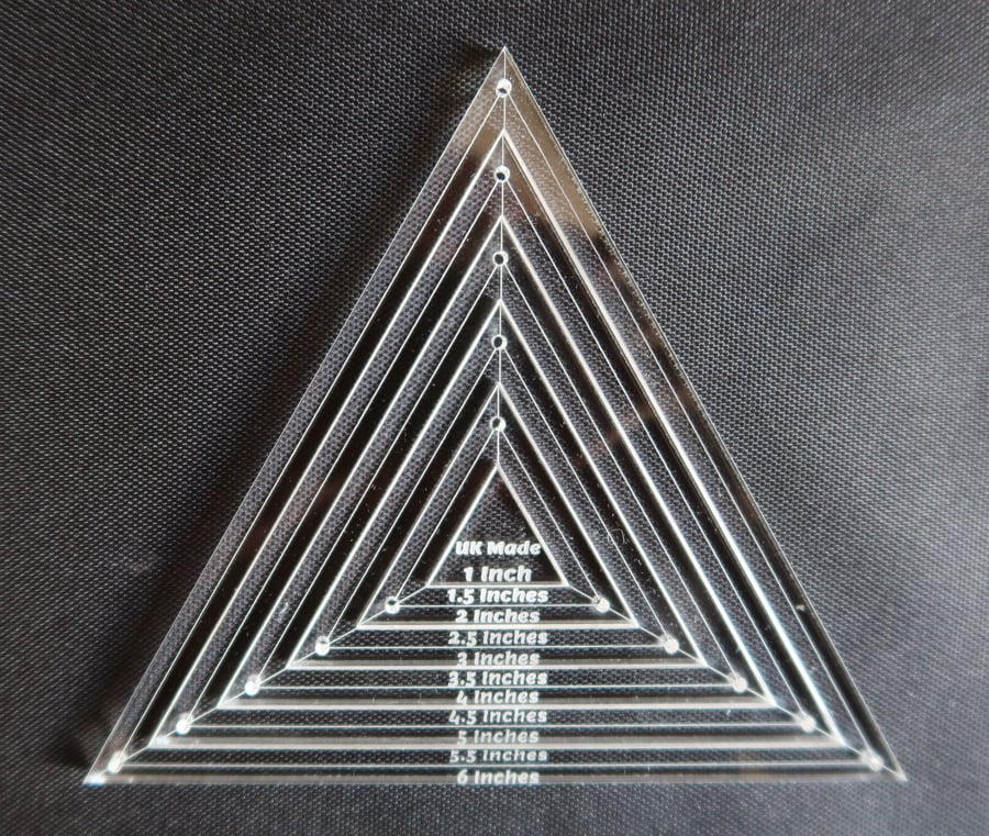 Triangle quilting template set, 6 Inches equilateral, 60 degrees, pyramid, 