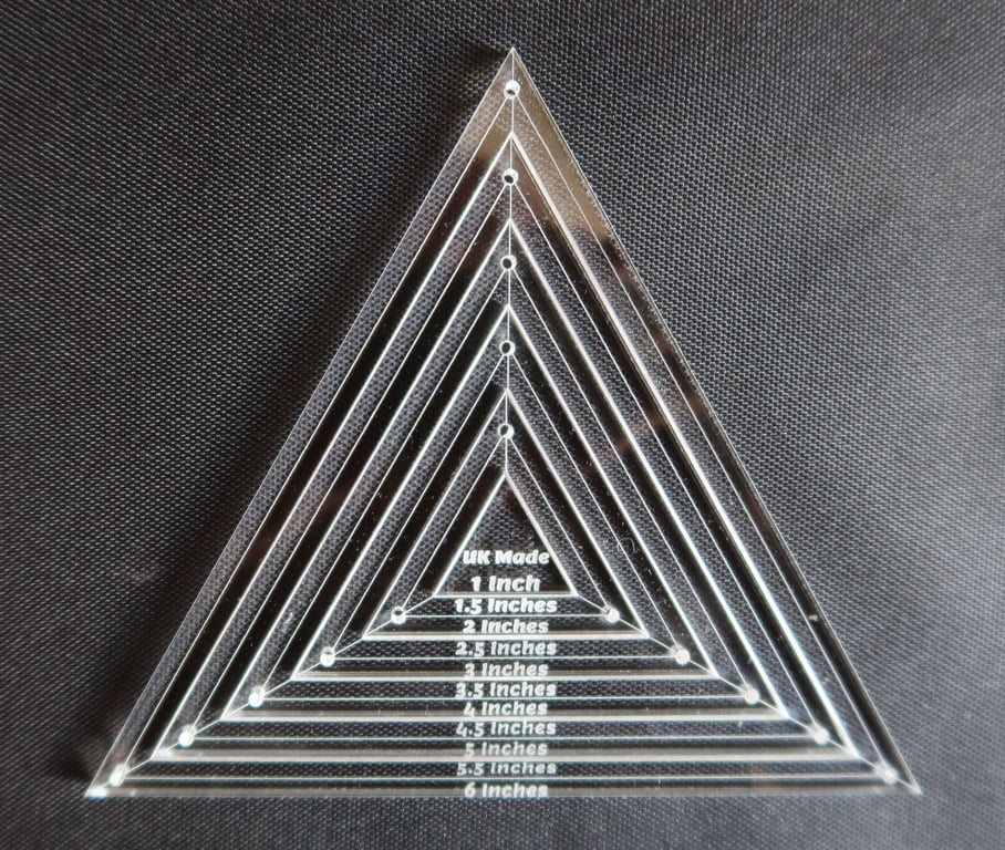 Triangle quilting template set, 6 Inches equilateral, 60 degrees, pyramid, 