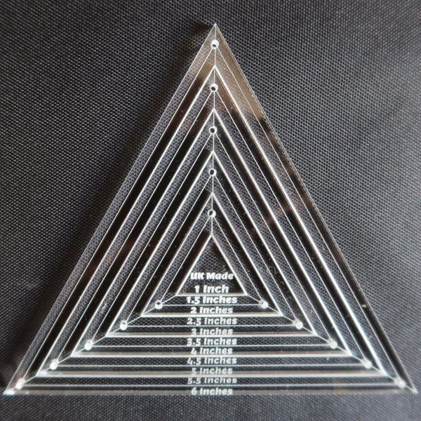 Triangle quilting template set, 6 Inches equilateral, 60 degrees, pyramid, 