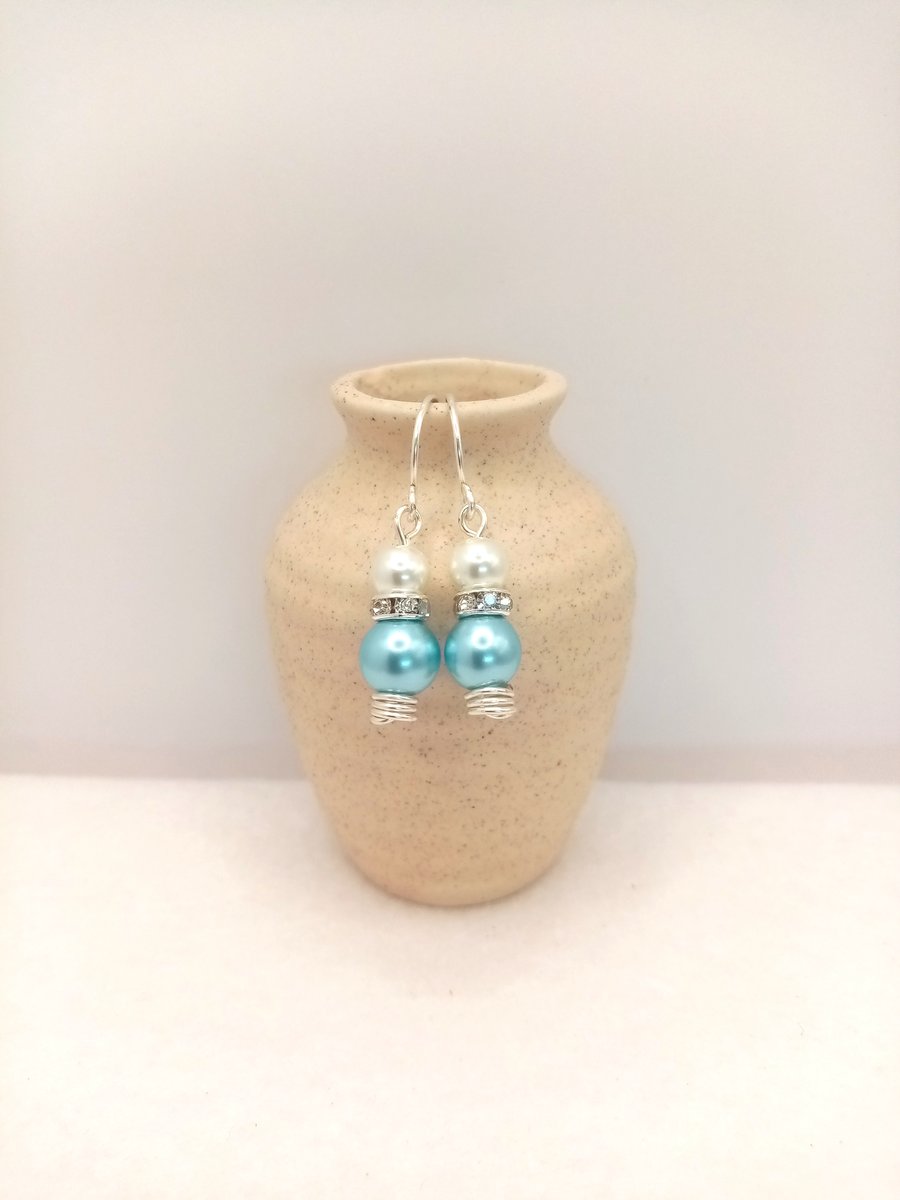 Glass Pearl Dangle Earrings - Choice of Colour - Bridesmaid Gift