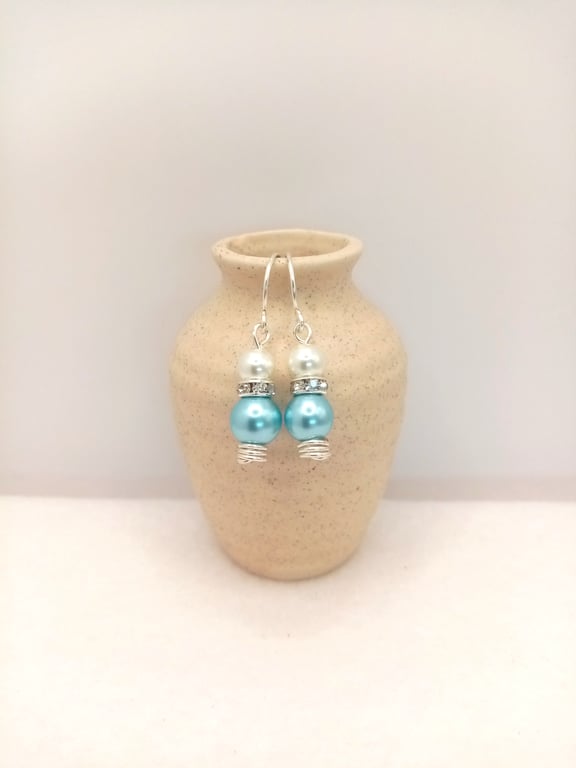 Glass Pearl Dangle Earrings - Choice of Colour - Bridesmaid Gift