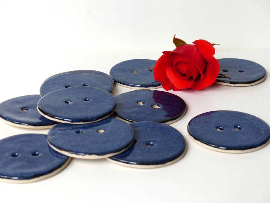 Large Speckled Blue Coloured Button 60mm Round shape