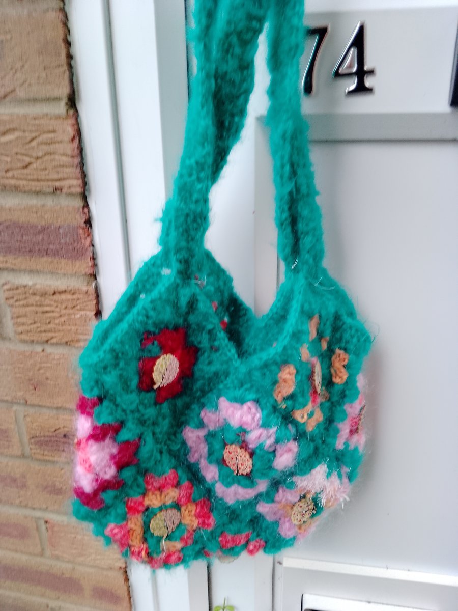 Crochet Bag, Granny Squares, 10" x 12"