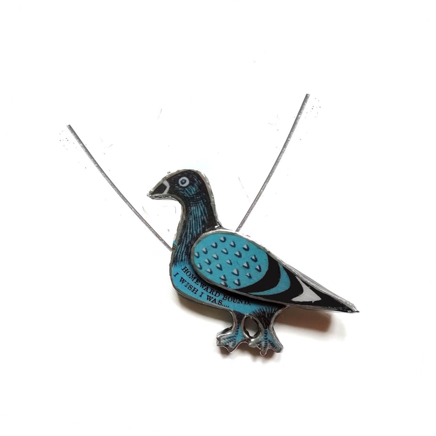 Blue Pigeon Homeward Bound Resin necklace by EllyMental