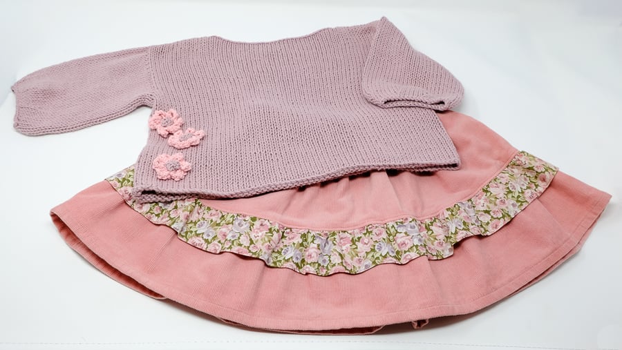 Organic Cotton Jumper & Babycord Skirt 12 - 18 mths