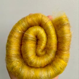 Hand blended rolags. Fibre, spinning, felting  daffodils 