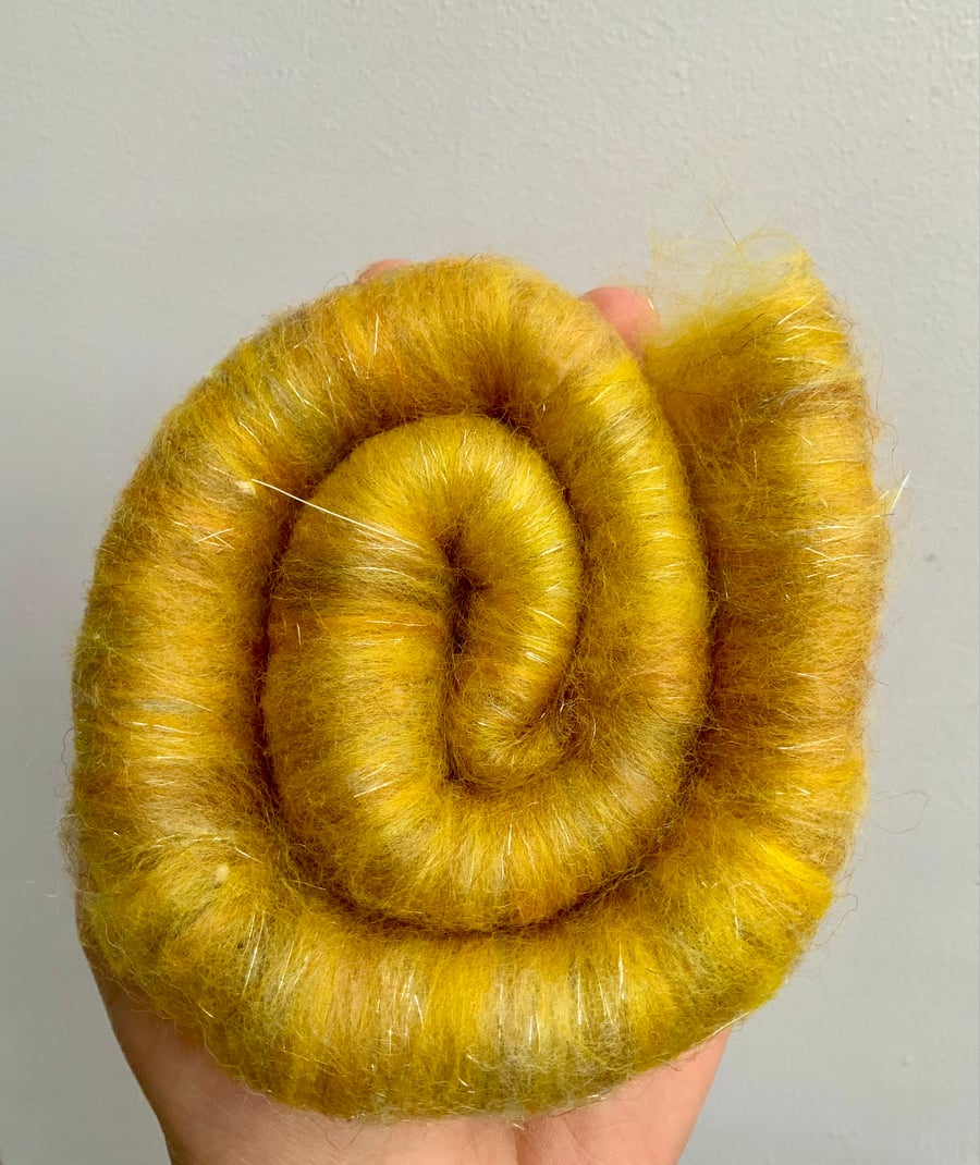 Hand blended rolags. Fibre, spinning, felting  daffodils 
