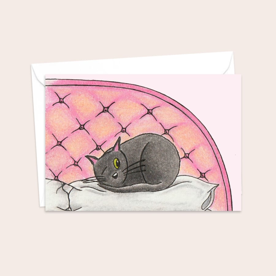 Sleepy Kitten Greeting Card: Cat Lover Birthday Card (110)