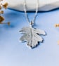 Hawthorn Leaf Pendant - Recycled Silver Real Leaf Necklace - Image 3