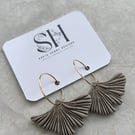 Handmade Ginkgo Leaf Earrings – Polymer Clay with Gold Coloured Hoops
