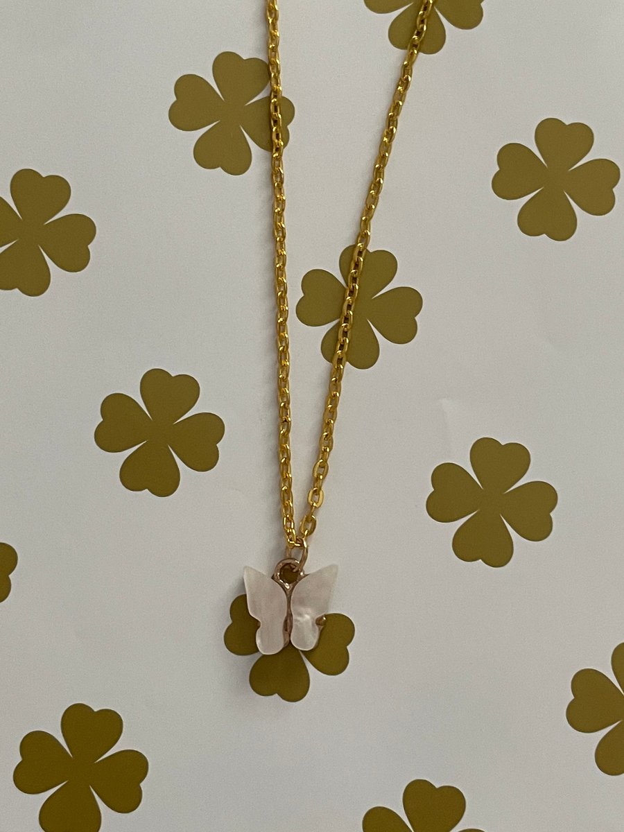 Dove - white acrylic butterfly necklace 