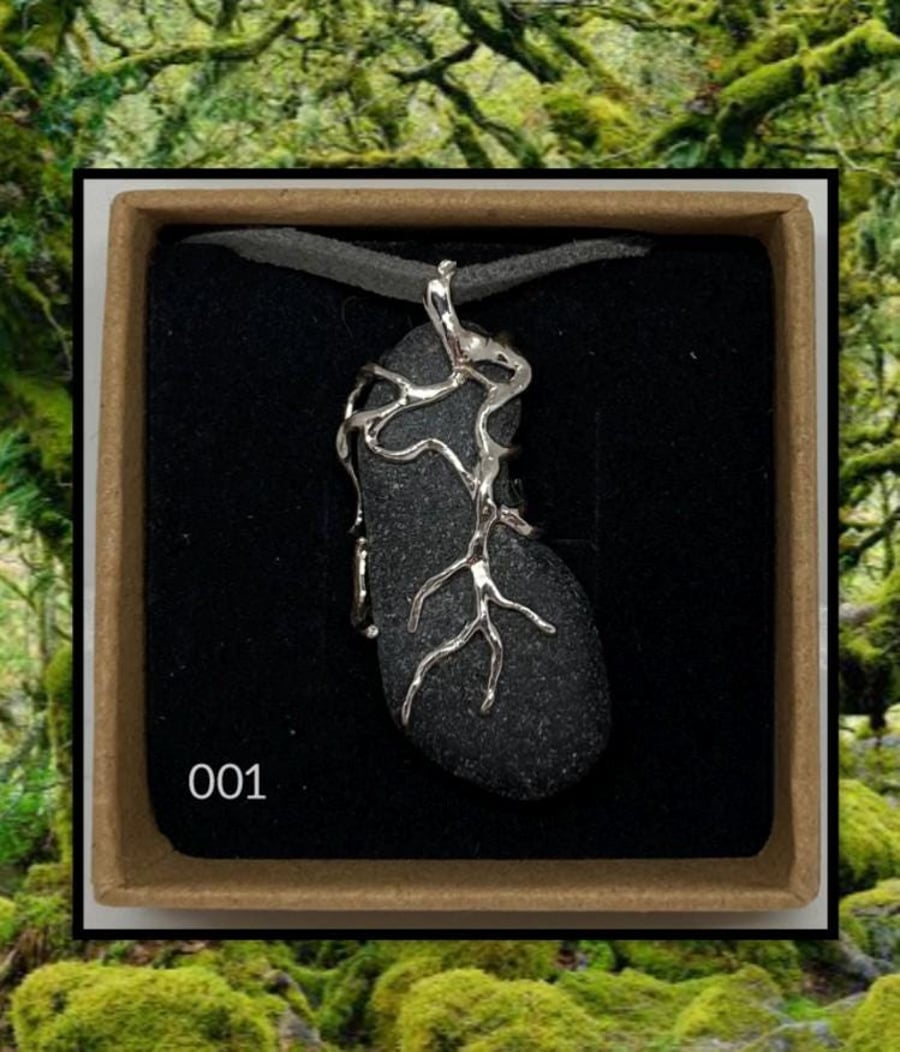 Forest coloured sea glass necklace