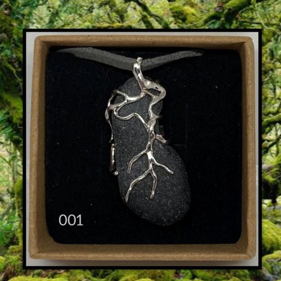 Forest coloured sea glass necklace