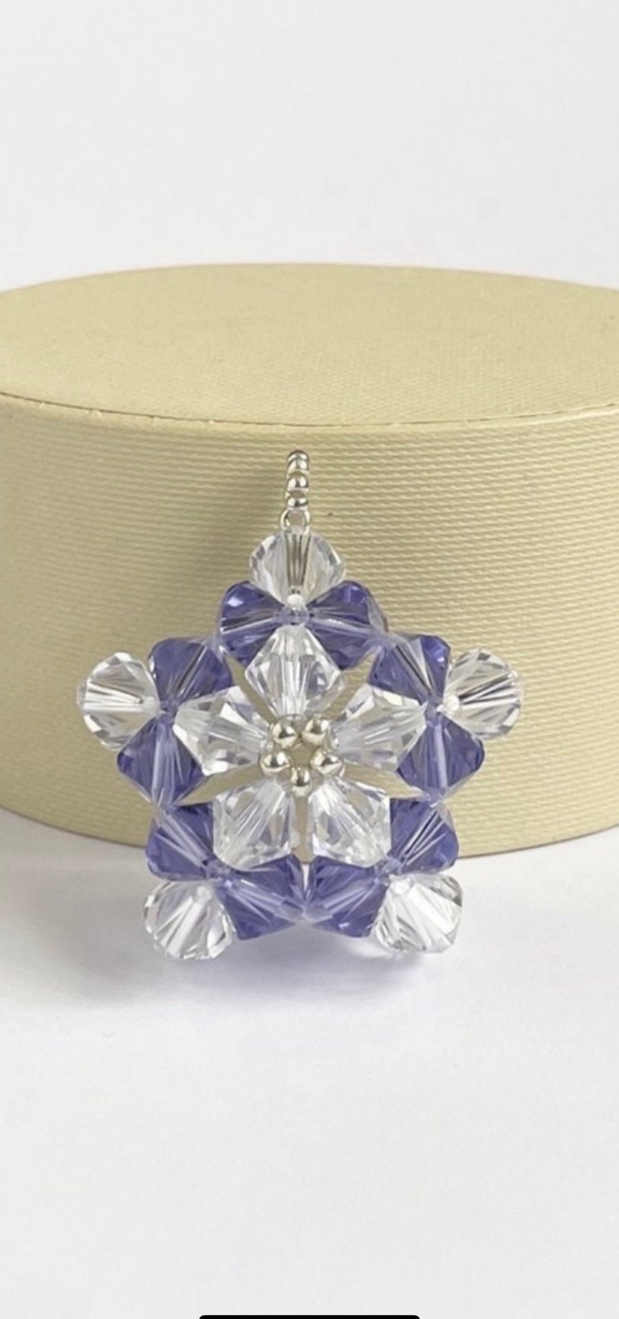 Handbag Charm, Purple & Clear Crystal Star with a Chainmaille Chain and Keyring