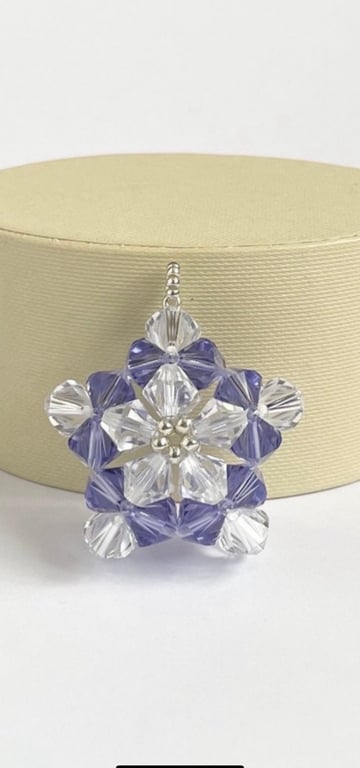 Handbag Charm, Purple & Clear Crystal Star with a Chainmaille Chain and Keyring