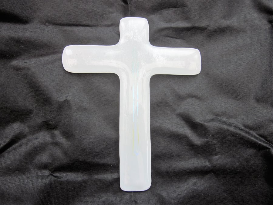 Handmade fused glass decorative cross - Cleansed