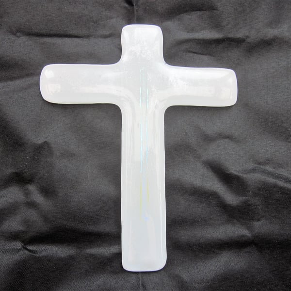 Handmade fused glass decorative cross - Cleansed