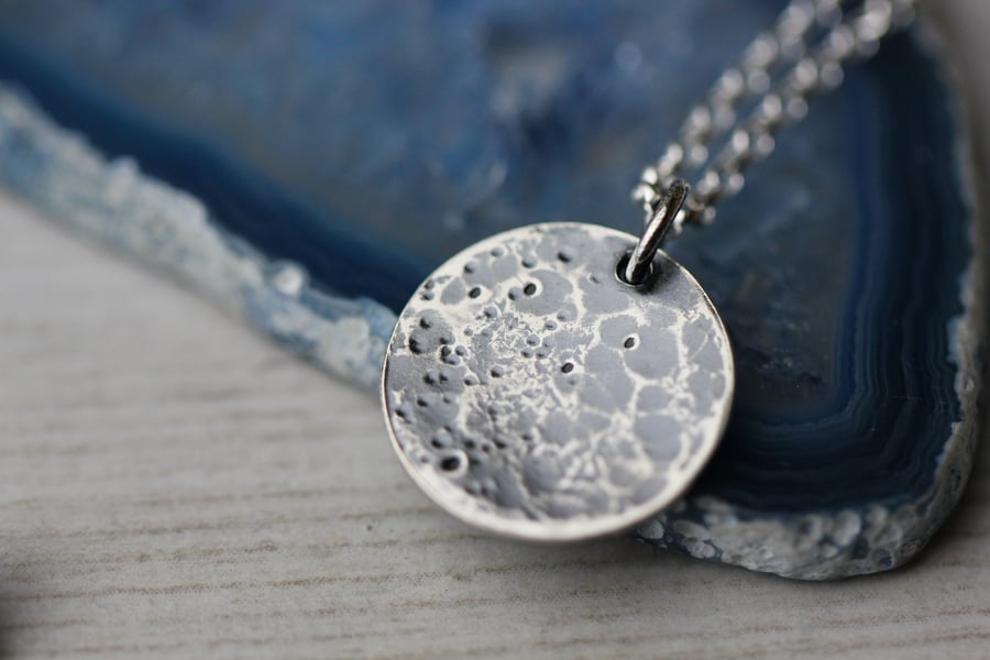 Small Sterling Silver Full Moon Necklace - made to order