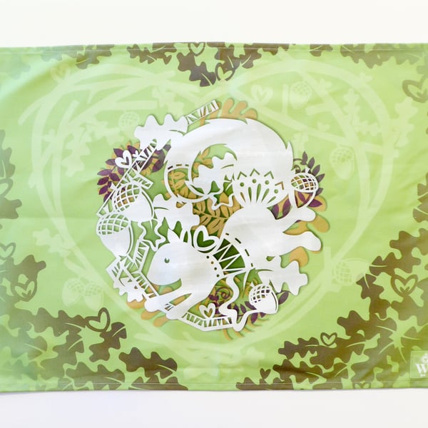 Squirrel Cotton Illustrated Tea Towel
