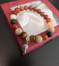 Autumn Gemstone Bracelet with Leaf Charm - Image 3