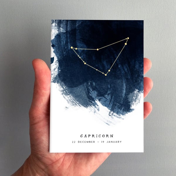 Capricorn Constellation Zodiac Star Sign Birthday Card 22 December - 19 January