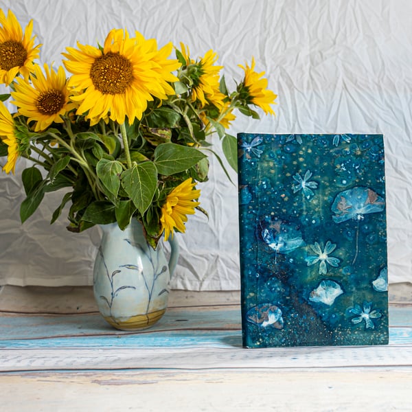 innerwords ... Cyanotype Print Journal with Wild Poppies and Mallows (Folksy131)