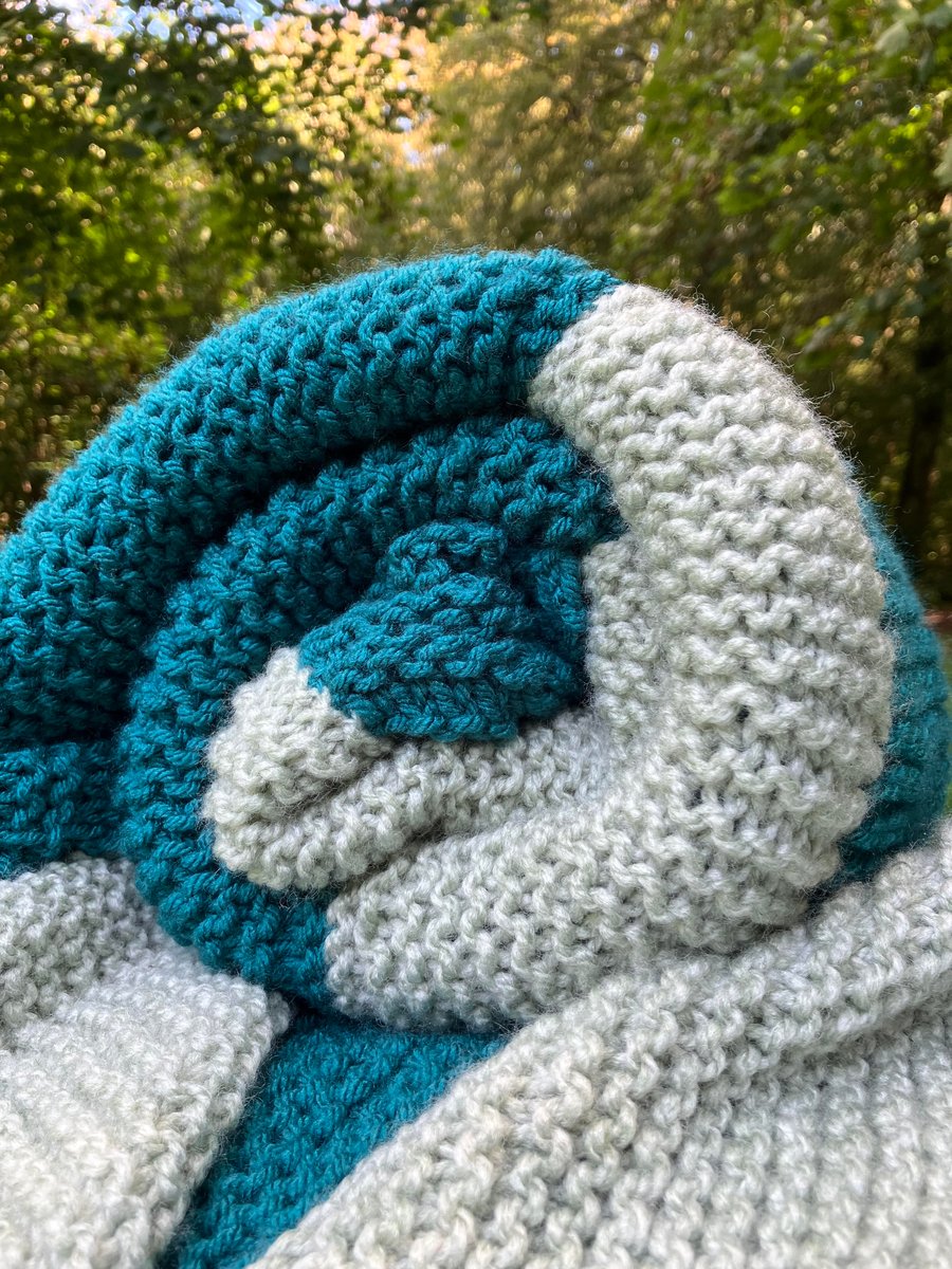 hand knitted patchwork blanket 