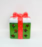 Hand-Painted Christmas Gift Tea Light Holder -Green Ceramic Christmas Decoration