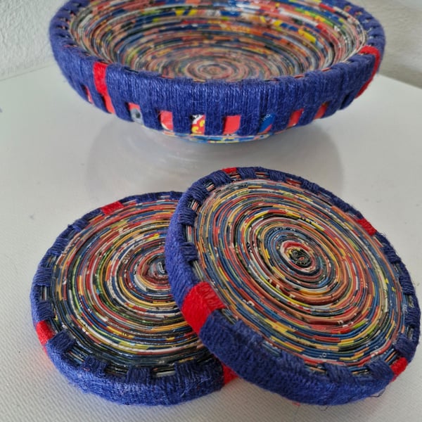 Handmade bowl and coasters to match