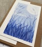 Blank greeting card, hand painted grasses in the moonlight, original artwork.  - Image 3
