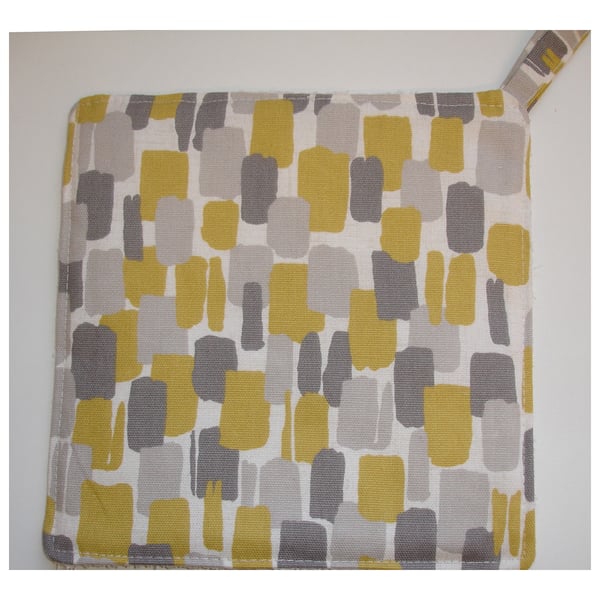 Pot Holder Potholder Grab Mat Kitchen Cookware Pad Saffron Mustard Yellow Grey