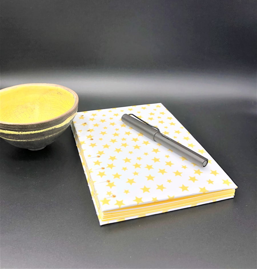 Golden stars - A5 Notebook - Coptic Stitched