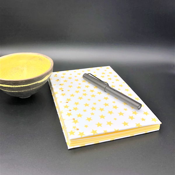 Golden stars - A5 Notebook - Coptic Stitched