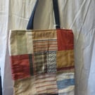Colourful Designer Fabric Tote Bag Luxery Patchwork Padded Quited Lined Pockets 