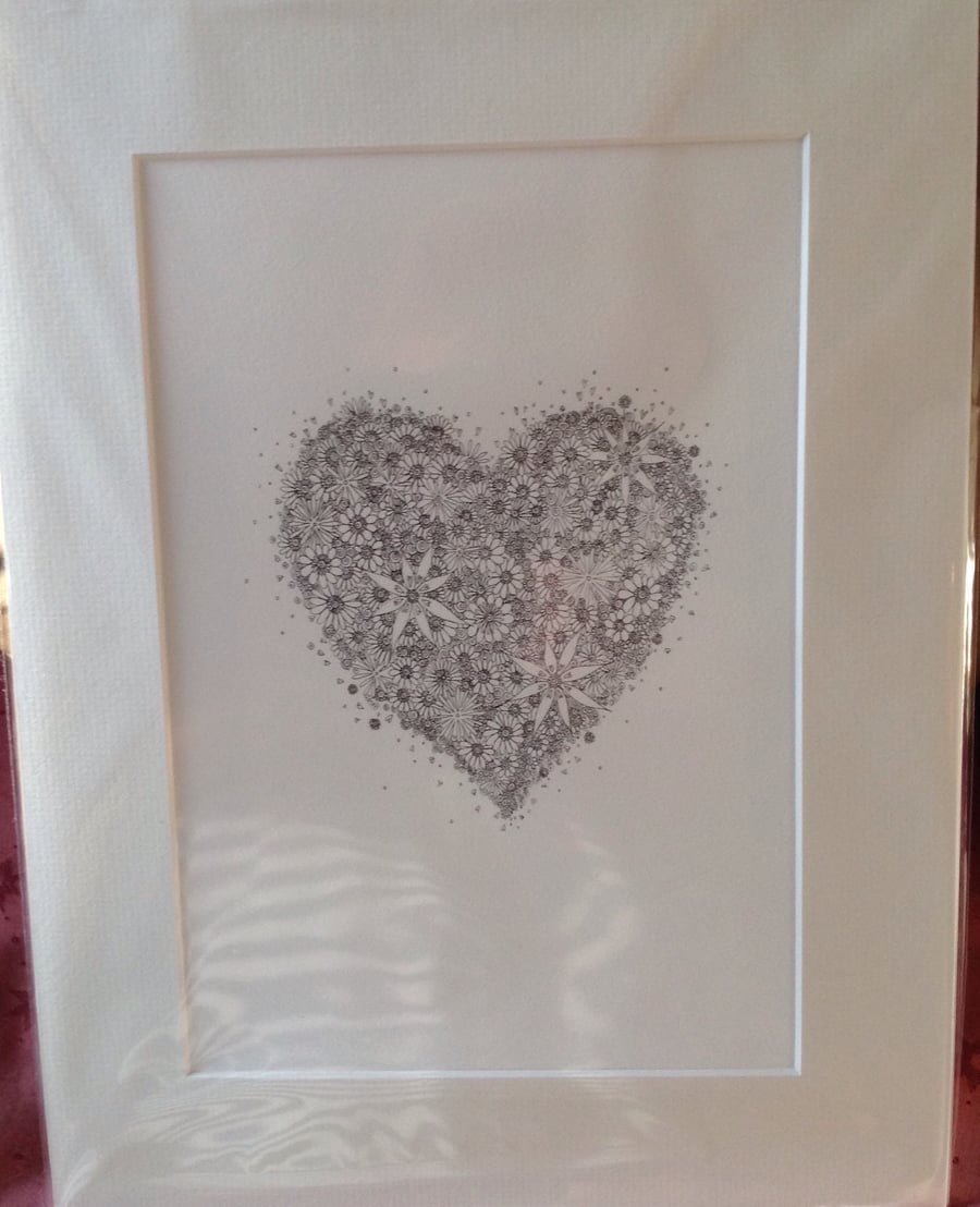 Colour your own print (Floral Heart)