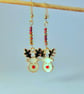 Reindeer Charm Sparkly Christmas Earrings, Stocking Filler, Secret Santa Gift