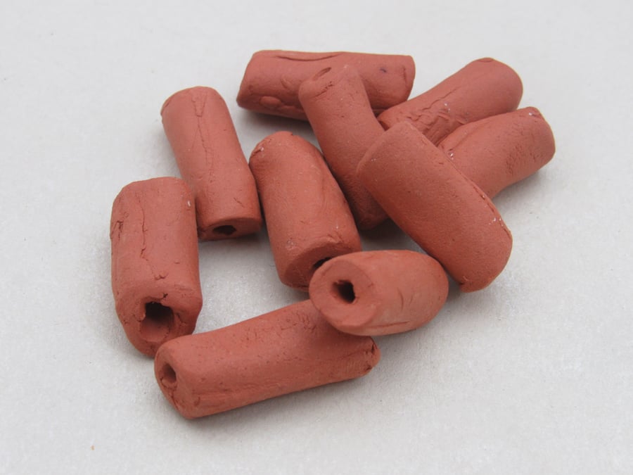 10 Medium Unglazed Terracotta Ceramic Tube Beads