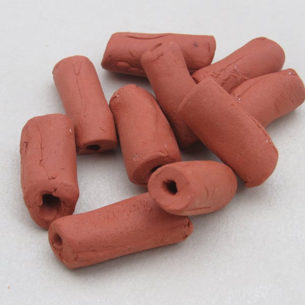 10 Medium Unglazed Terracotta Ceramic Tube Beads